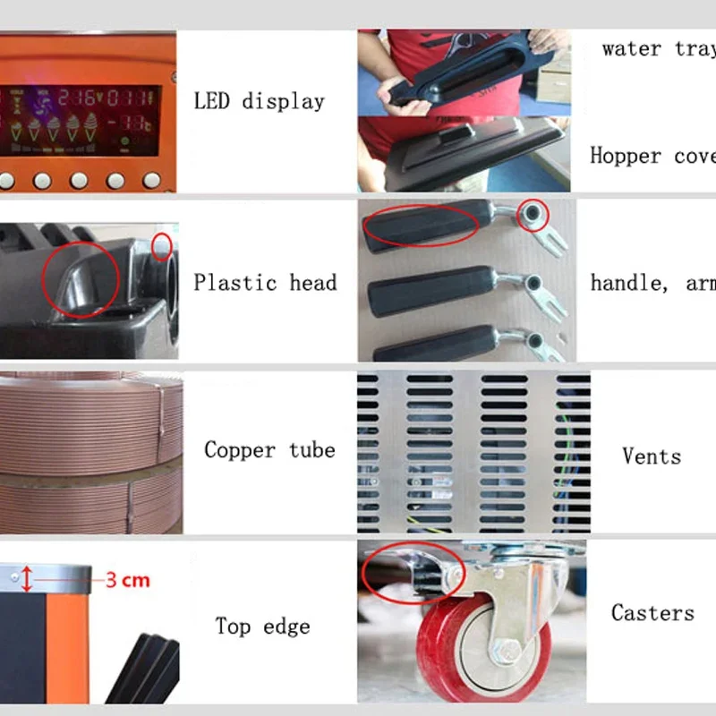 Commercial Soft Serve Ice Cream Machine Electric 18L/H 3 Flavors Sweet Cone Ice Cream Maker 110V/220V