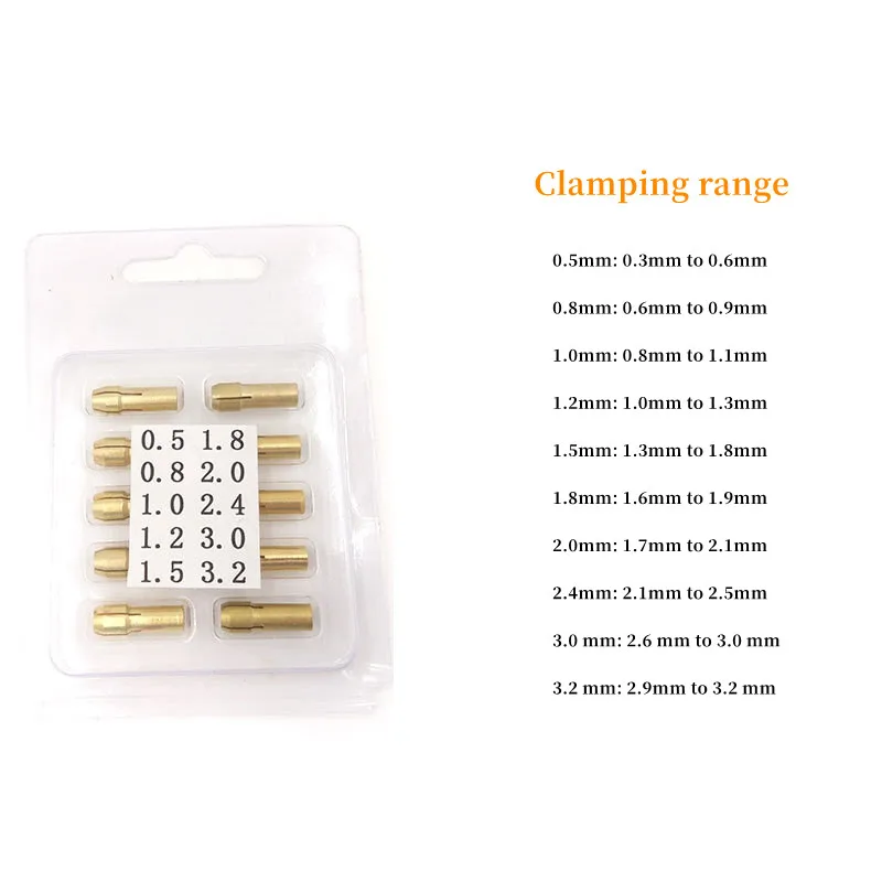 Mini Brass Drill Chucks 0.5-3.2mm For Electronic Dremel Collet Clamp Set Combination 4.2/4.8mm Shank Power Chuck Rotary Tool