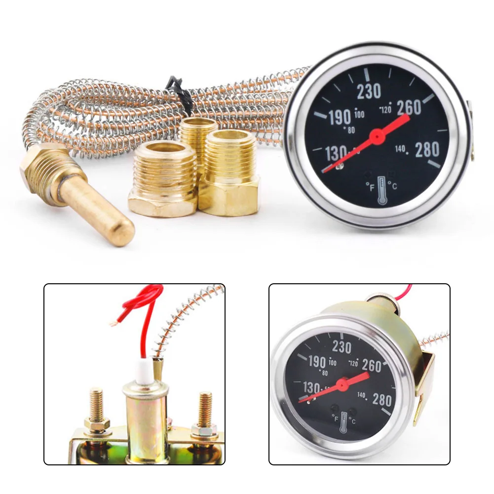 Medidor de temperatura del agua de 2 pulgadas y 52 mm para automóviles, barcos y camiones con rango Fahrenheit 50140 Celsius 130280 y cable de 18 metros