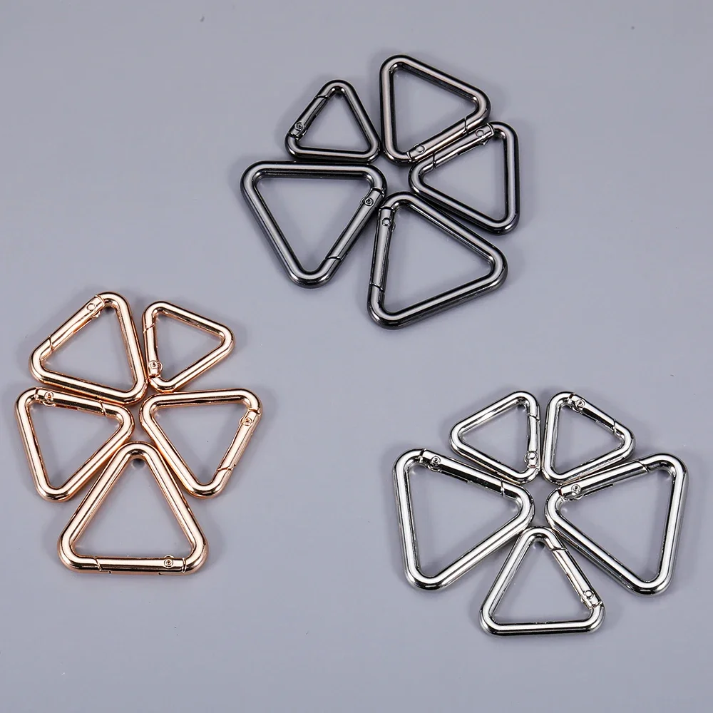 1/10pc Metal Triangle Spring Ring Open Leather Bag Handbag Belt Strap Buckle Carabiner Connect Key Chain Snap Clasp Trigger Hook