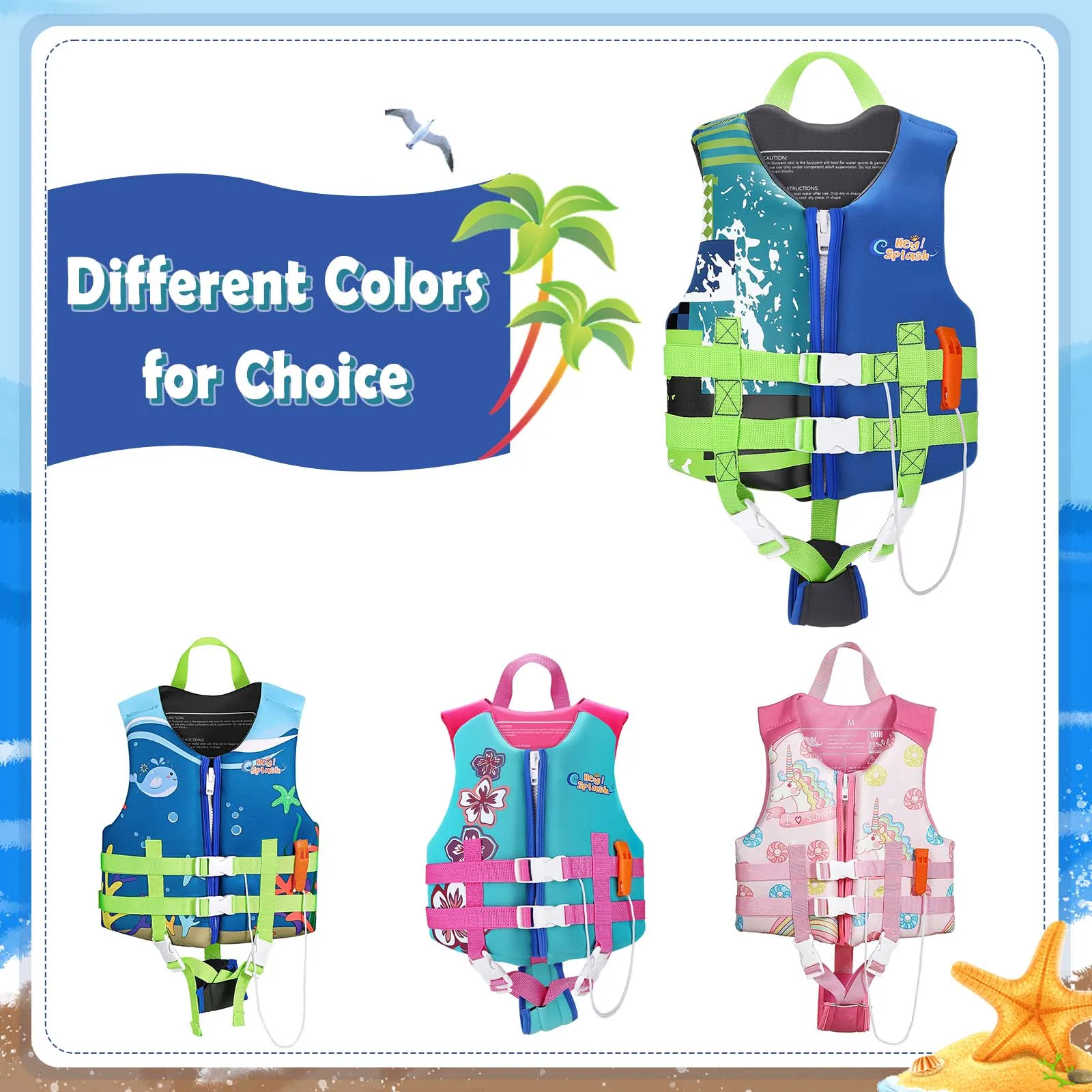 

HeySplash Toddler Swim Vest Kids Floaties Swimming Jacket Jumper Swimsuit with Adjustable Strap Float Puddle Vest for Child