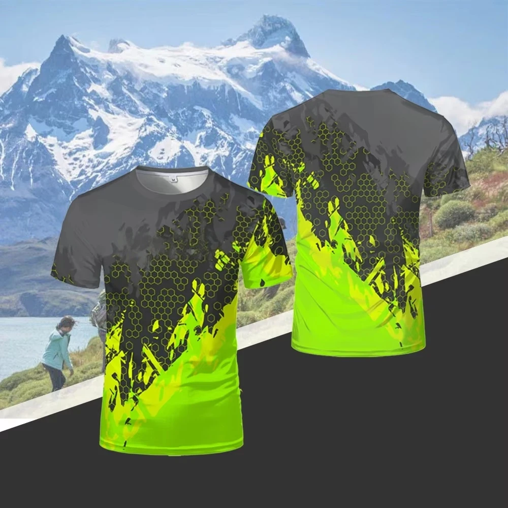 Men's Hiking Outdoor Running T-Shirts Fashion 3D Printed Design T Shirt for Men Wall Climbing and Trail Camping Drifit Clothing