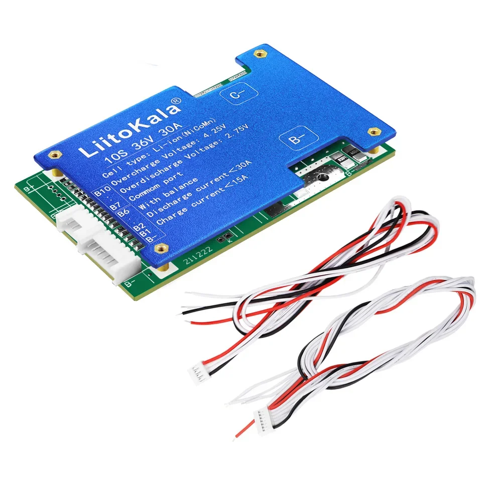 1-10 Uds LiitoKala 10S-36V30A-BMS Placa de protección de iones de litio 186550   Placa PCB BMS de batería con equilibrio para inversor de coche eléctrico