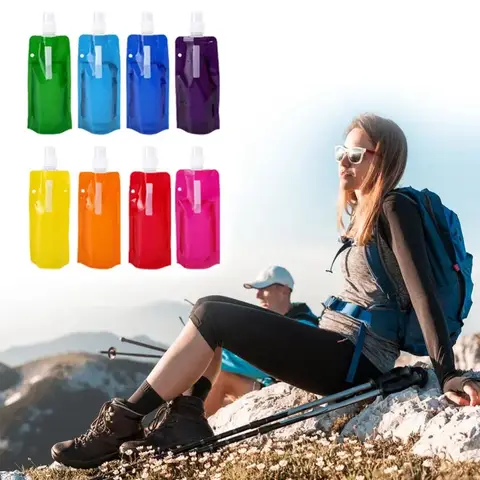 Portable Foldable Water Bag Sports Water Bag Portable Outdoor Sports Mountain Climbing and Camping Water Bag 480ML