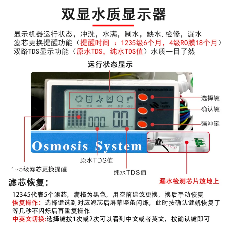 Water purifier, household direct drinking kitchen tap water filter, 800G high flow water purifier, RO reverse osmosis water