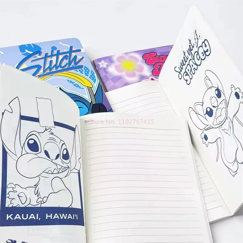 4pcs Disney animation Lilo and Stitch A5 notebook cute and funny student lined inner pages portable note stationery gift