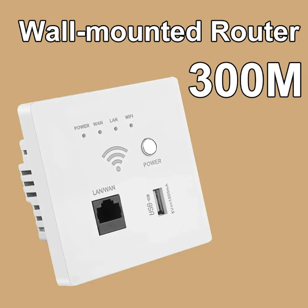 WIFI Wireless AP Relay Extender 300Mbps 220V Power Wireless WIFI Repeater Booster Wall-mounted 2.4Ghz Router USB Socket Panel