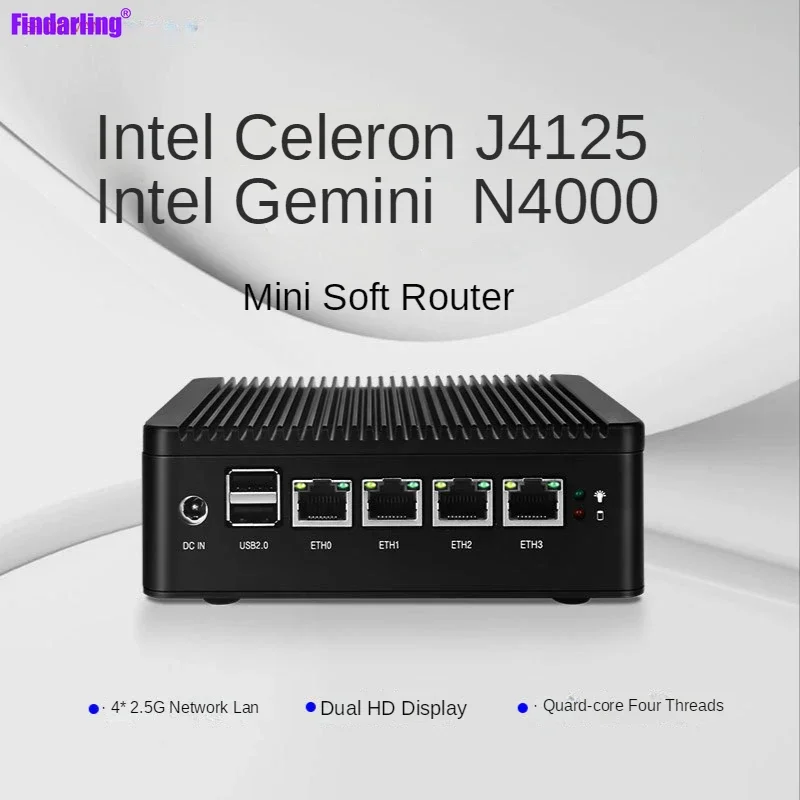 Imagem -02 - Mini pc Fanless Soft Router Fanless An2 Quad Core Intel N4000 J4125 I255 2.5g Lan hd dp Pfsense Firewall Appliance Esxi Aes-ni