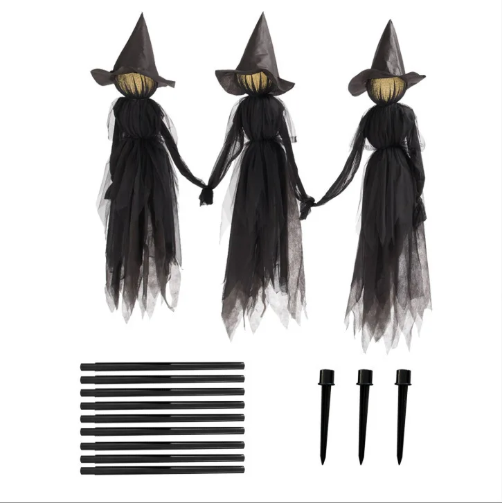 

Witch Halloween Colorful Glow Three Hand Holding Witches Single Ghost Atmosphere Decoration Scene Decoration Props New Style