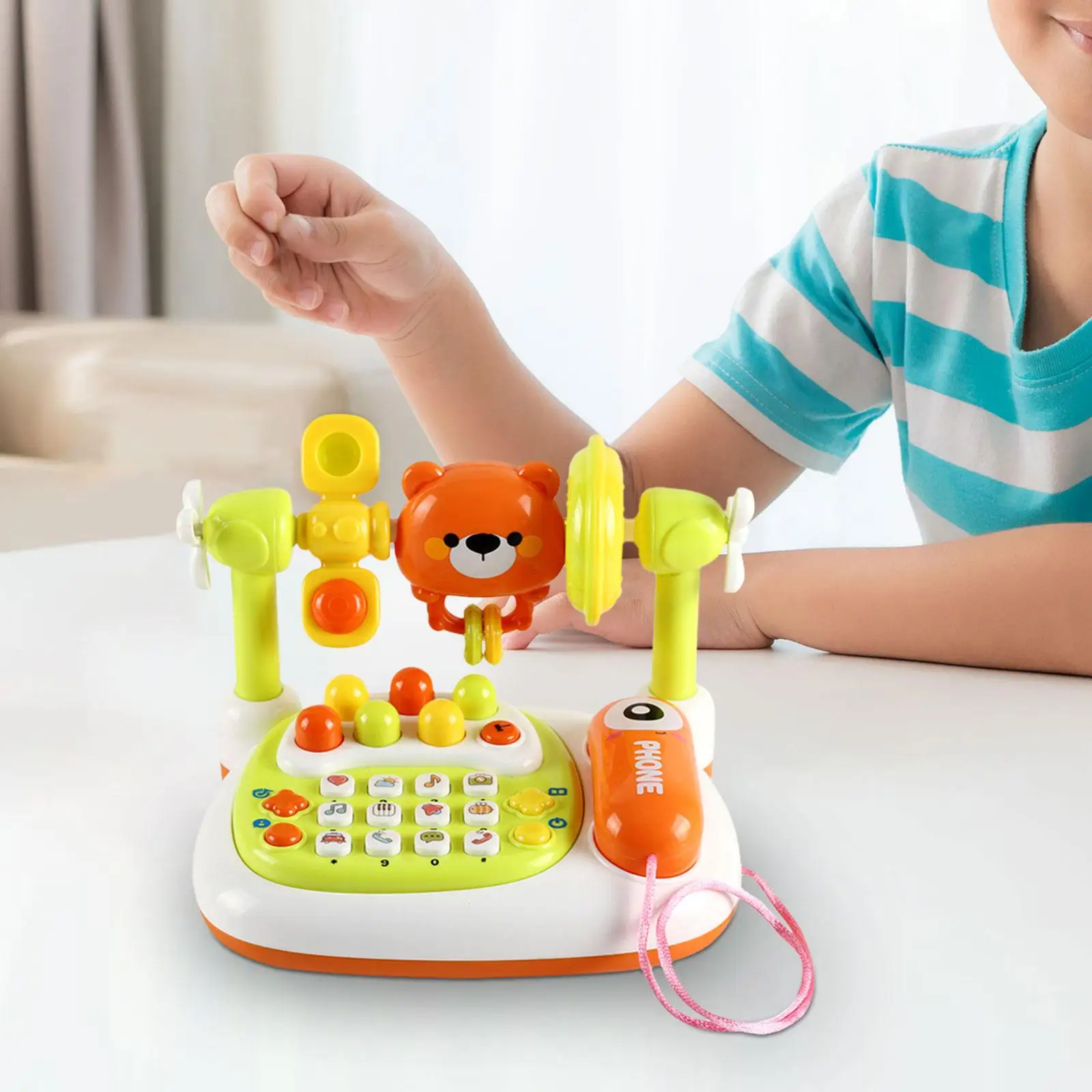 Baby Telephone Toy Intelligence Telephone Pretend Phone with Music and Lights for Boys Age 1 2 3 4 Baby Children Interactive Toy