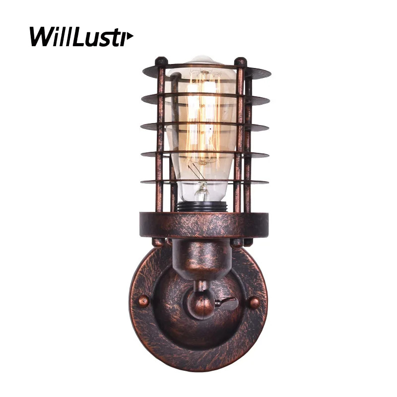 

Vintage Iron Metal Wall Lamp Industrial Style Sconce Loft Staircase Aisle Bar Porch Balcony American Countryside Lighting