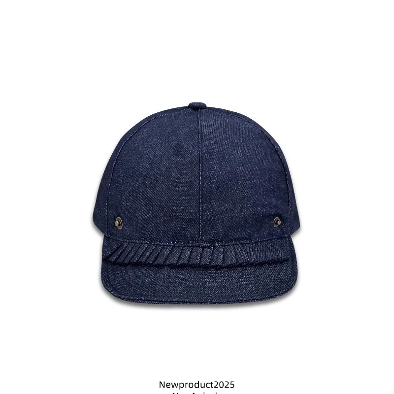 

Niche Japanese Pleated Edge Washed Denim Baseball Cap Women's Spring and Autumn Casual Sunshade Soft Brim Flat Edge Sun Hat