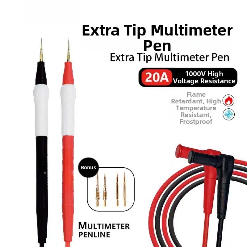 Multimeter Test Probe Set with Interchangeable 0.1mm Steel Needles 3 Types 6 Pieces 1000V Rated Silicone Insulated Cable