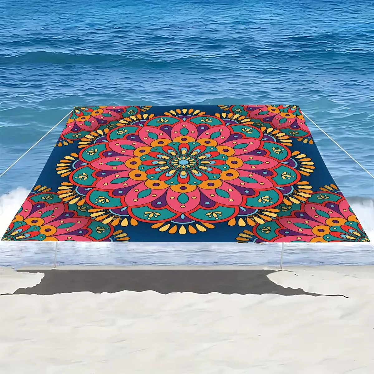 Colorful Mandala Camping Sunshade Tent Camping Tarpaulin Picnic Cover Portable Outdoor Camping Tent Terrace Decor Ceiling Cloth