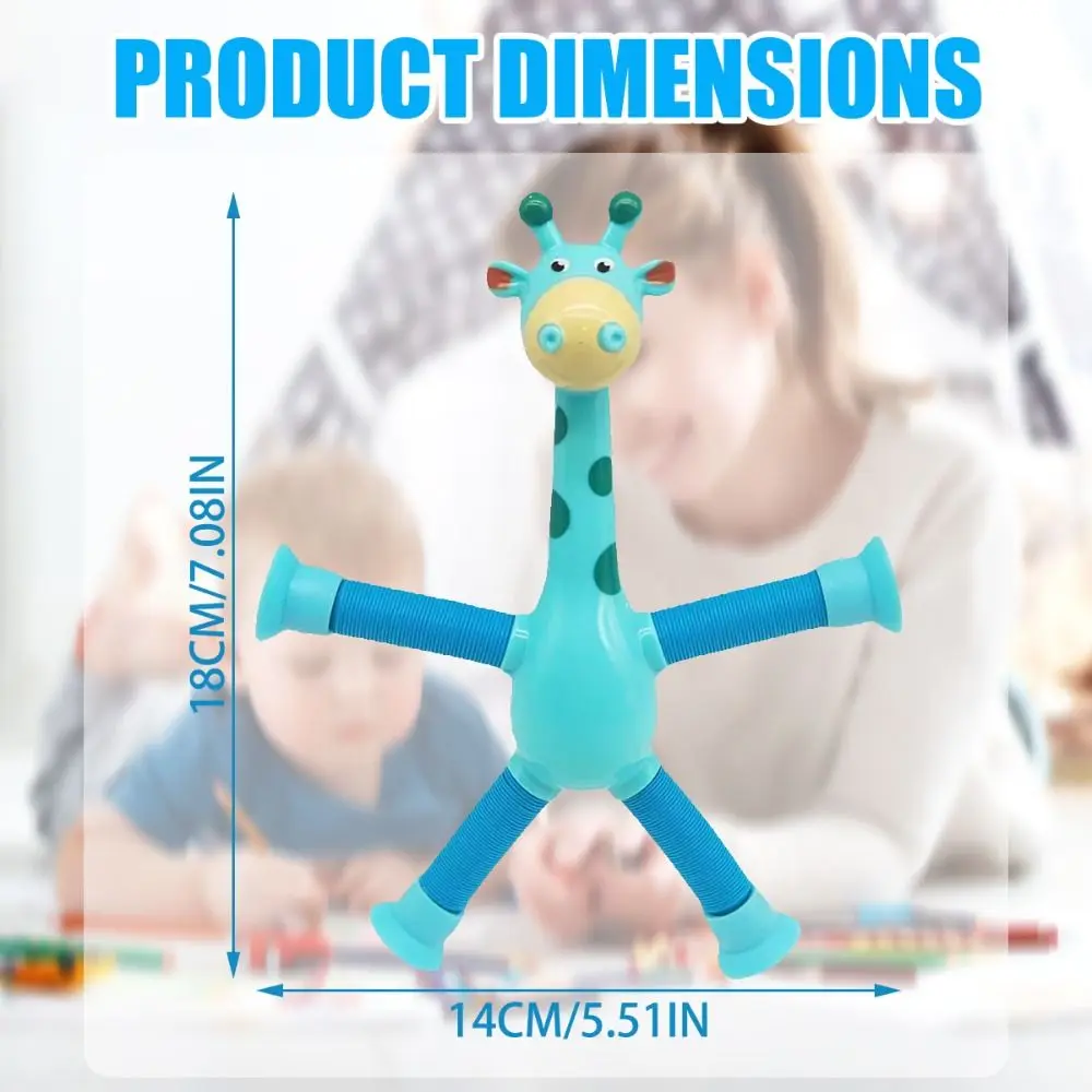 Telescopic Suction Cup Giraffe Pop Tubes Sensory Toys Animal Sucker Educational Toy Stretch Tube for Kid Adult Stress Relief Toy