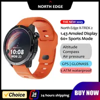 NORTH EDGE X-TREK 2 GPS reloj inteligente deportivo 1,43 ''pantalla Amoled 3ATM impermeable AOD reloj inteligente Bluetooth llamada brújula de altitud