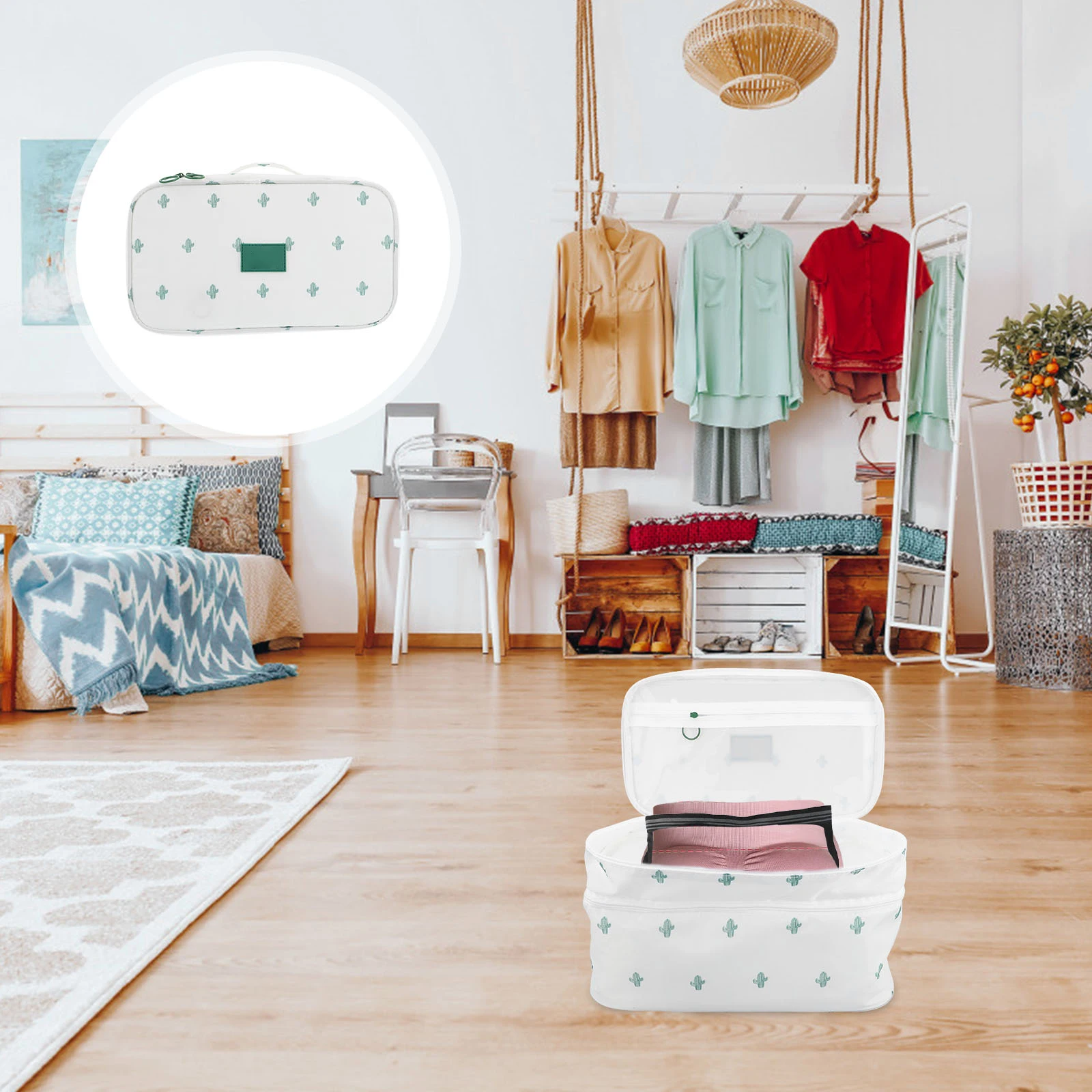 

1pc Underwear Storage Bag Multifunctional Bra Organizer With Grids Dustproof Tpu Fabric Compact For Home Closet Travel