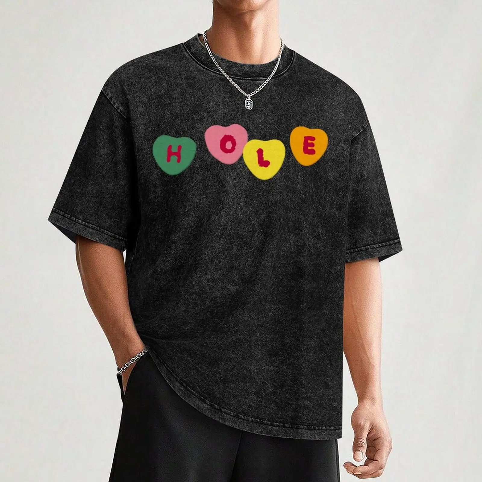 HOLE Miss World/Over The Edge candy hearts T-Shirt Stretch Fabric Comfort T-Shirt