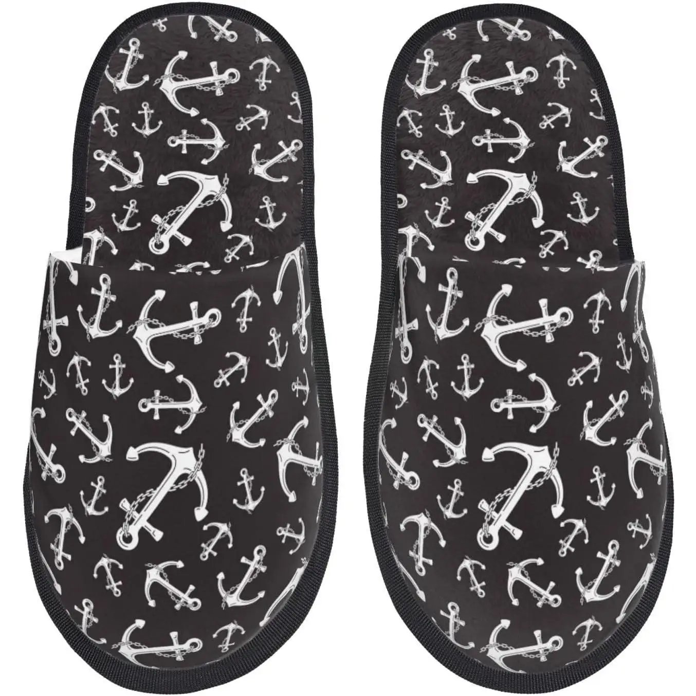 

Женские тапочки с принтом якоря, домашняя меховая обувь, мужская парная обувь, теплые женские и мужские домашние и уличные плюшевые домашние тапочки