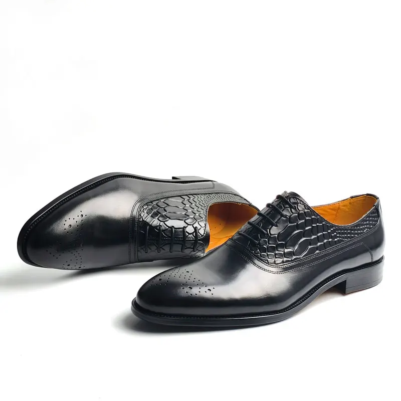 

Men's Premium Leather Fashion Trend Oxford Shoes Elegant Sapatos Masculinos High Quality Lace Dress Shoe for Wedding Parties