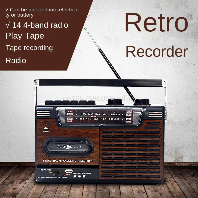 

New Four-Band Antique Recorder for the Elderly Tape Machine Recorder Radio Usb Sd Card Bluetooth