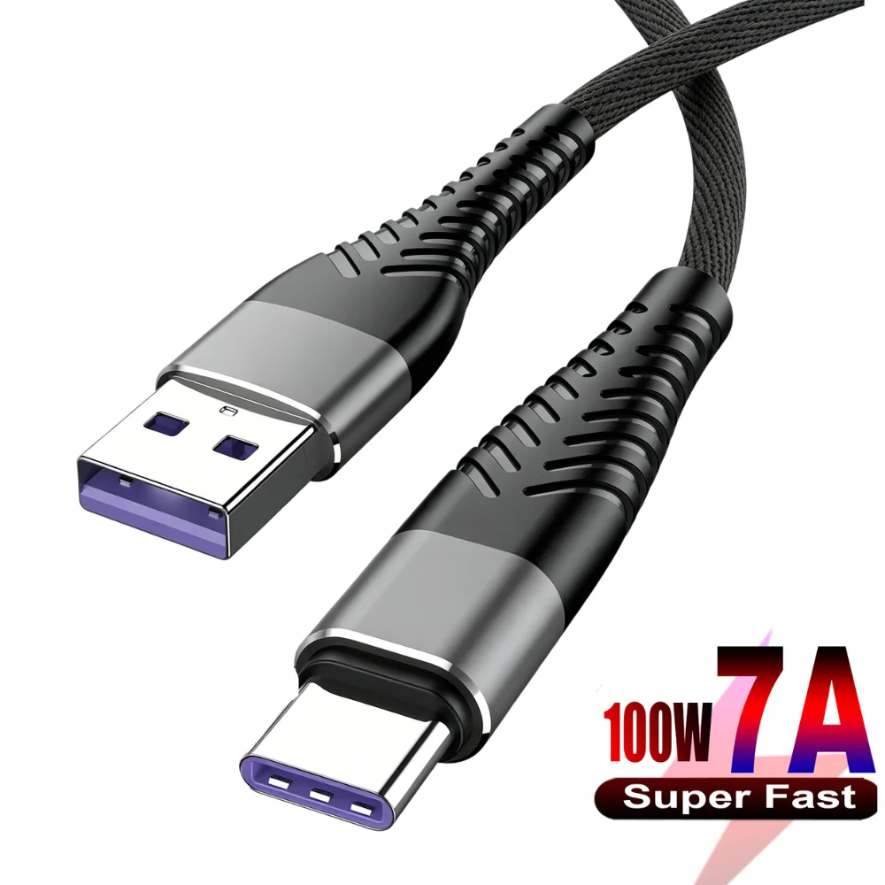 100W USB To USB-C Quick Charge Data Cable Type C Fast Charging Cord For Huawei Honor Xiaomi Oneplus OPPO 7A Phone Charger Wire