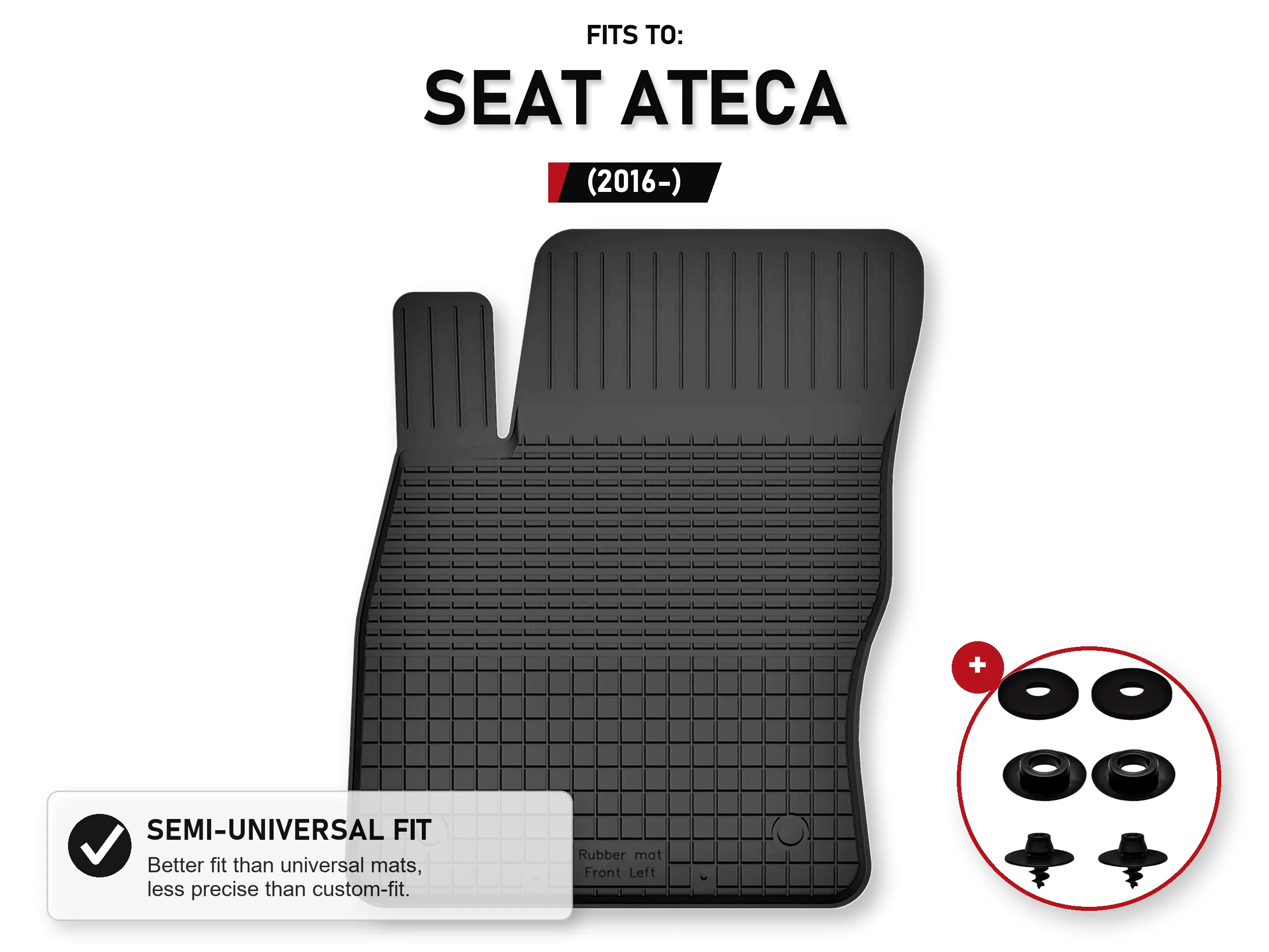 Tapijt voor bestuurdersbak voor: Seat Ateca 2016- Crossover met stoppers