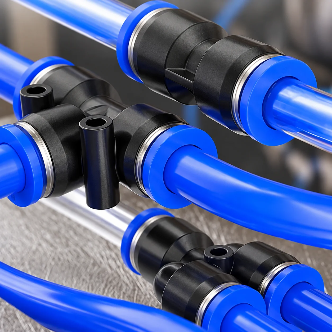 PEG Pneumatic Reducing Tee Push-to-Connect Air Tube Fitting 4-16mm OD Metric Quick Connector for PU Nylon Hose Air Vacuum System