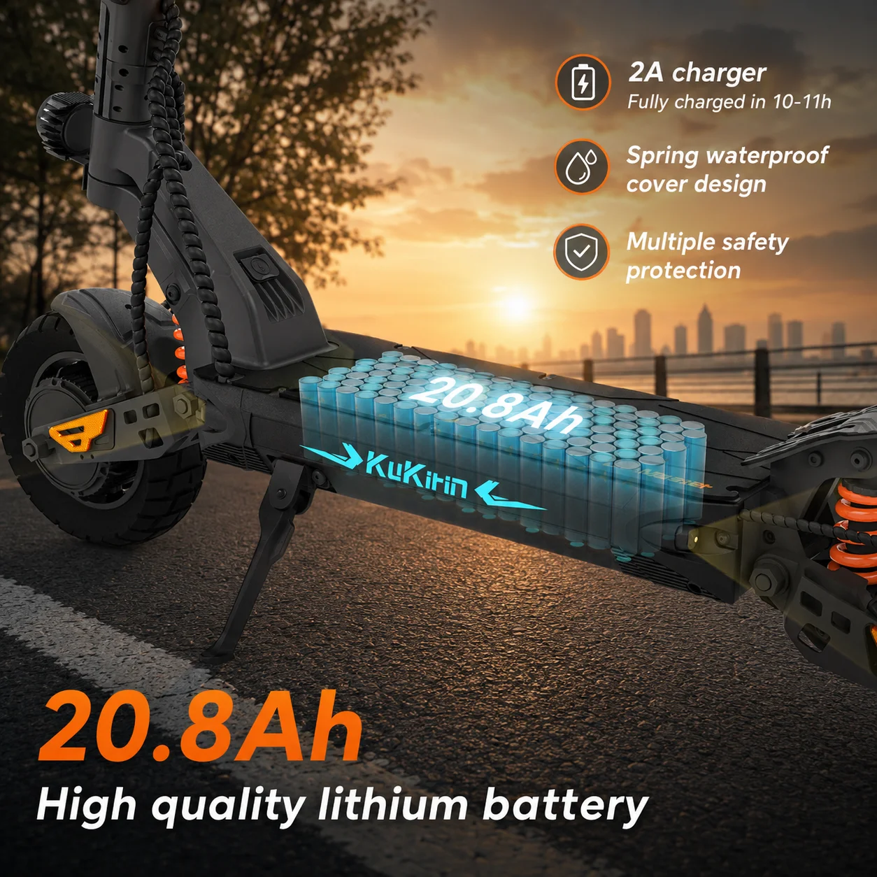 Monopattino elettrico Kukirin Master per adulti, con doppio motore, batteria da 52 V e 20,8 Ah, velocità massima di 60 km/h, sospensioni idrauliche, lunga autonomia, potente e adatto sia all’uso in