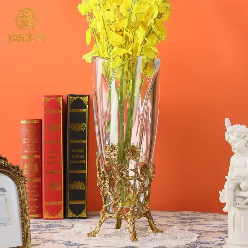 Modern Minimalist Gold Branch Vase Nordic Style Glass Flower Holder Creative Desktop Decor for Dining Table Wedding Home