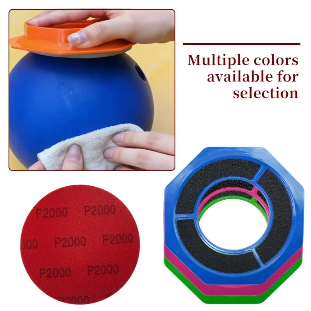 Picture 7: 2-in-1 Bowling Ball Holder Hexagon Reusable Bowling Ball Siding Pad Holder with Sandpaper Non-Slip Bowling Ball Base