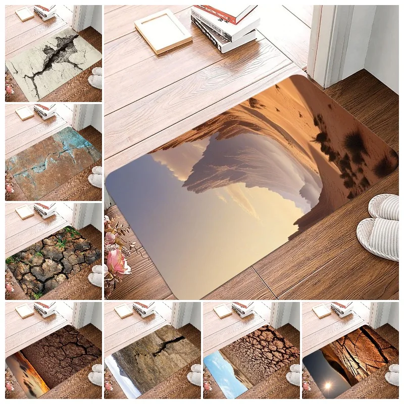 Desert Crack Printing Non-Slip Small Rug Waterproof Easy To Clean Floor Mat for Indoor Outdoor Use Durable Home Decorate Fashion