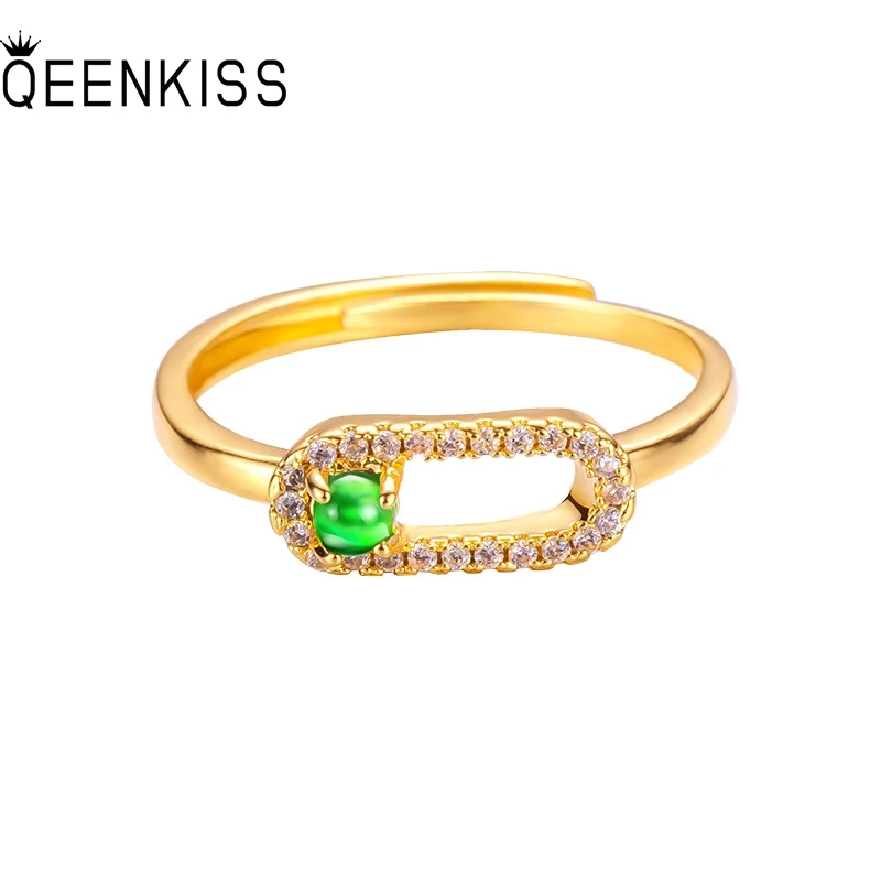 

QEENKISS Vintage Clip Gold Adjustable Ring For Women Wedding Party Birthday Christmas Bride Mother Girlfriend Lady Gift RG5199