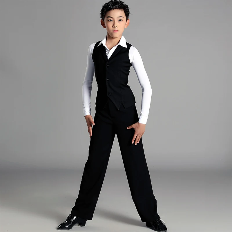 子供ラテンダンスパフォーマンス衣装少年の標準社交ダンスベスト子供チャチャワルツダンサーチョッキ VBH1693