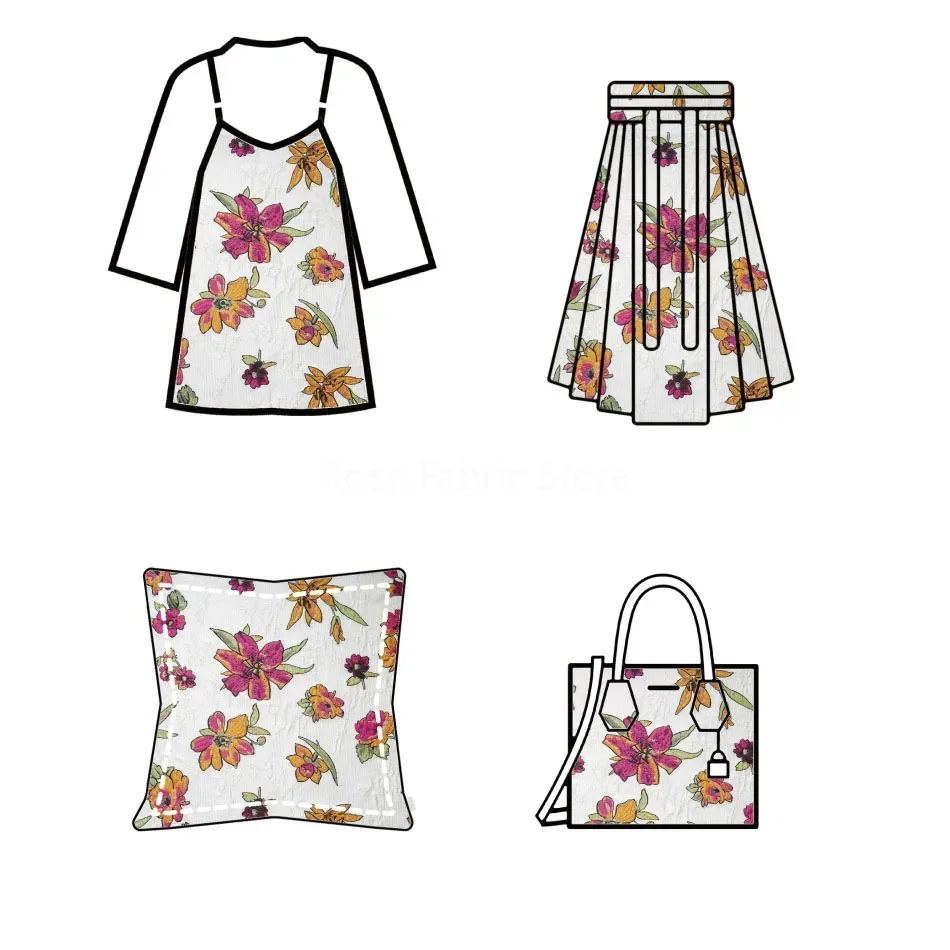 1 Meter Embossed Large Flower Yarn Dyed Jacquard Fabric Pleated Elegant Women Dress Bag Decorative Sewing Fabric