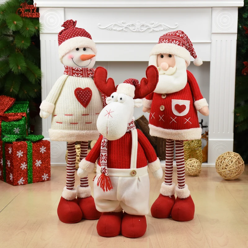 Christmas Decorations for Home Red Elk Dolls Wedding New Year Xmas Decor Lovely Figures Sitting Toys Kids Festival Gift Kerst