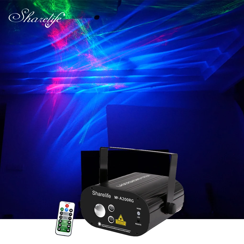 sharelife mini controle remoto de led rgb luz giratoria verde e vermelha para shows e festas palcos de iluminacao 01