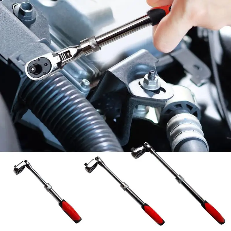 1/2 3/8 1/4 Movable Head Long Handle Ratchet Two-way Extendable Ratchet Socket Wrench Combination Wrench For Repair Depot