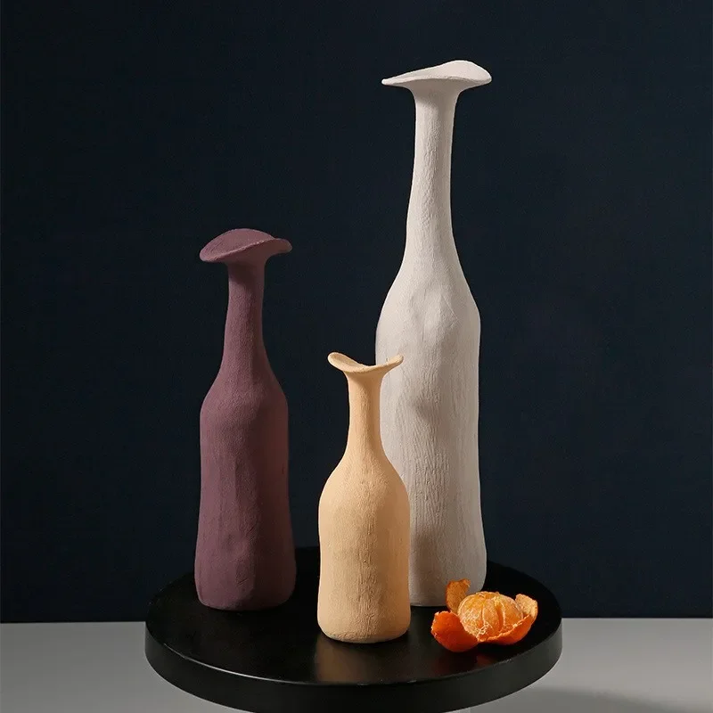 Nordic Style Small Vase Ceramic High-End Ornament Morandi Color Scheme Flower Arrangement Living Room Home Decoration