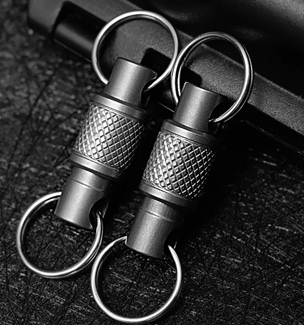 Titanium Alloy Keychain Outdoors EDC Tool Double Headed Quick Pull Buckle Removable Portable Mountaineering Buckle