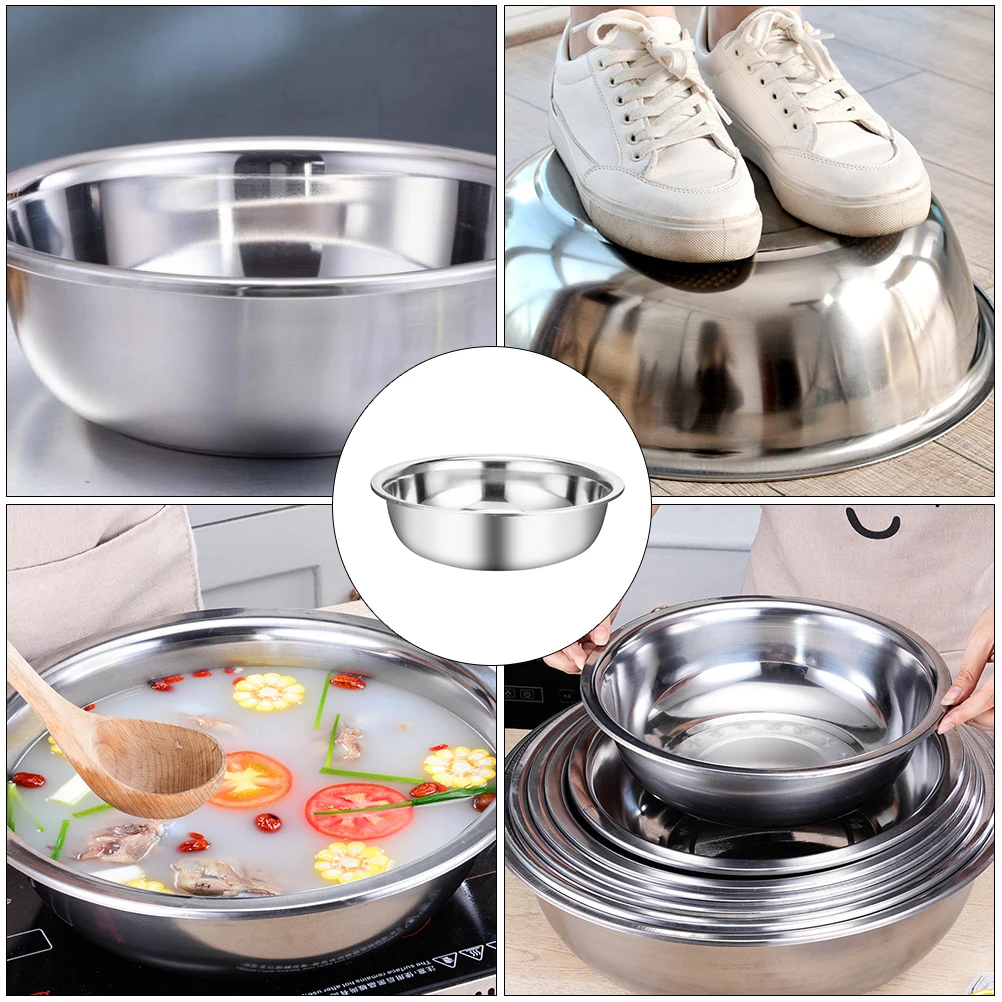 

1pc Stainless Steel Basin 304 Smooth Edge Easy Clean Soup Bowl Vegetable Washer Reusable Kitchen Sink Home Tableware