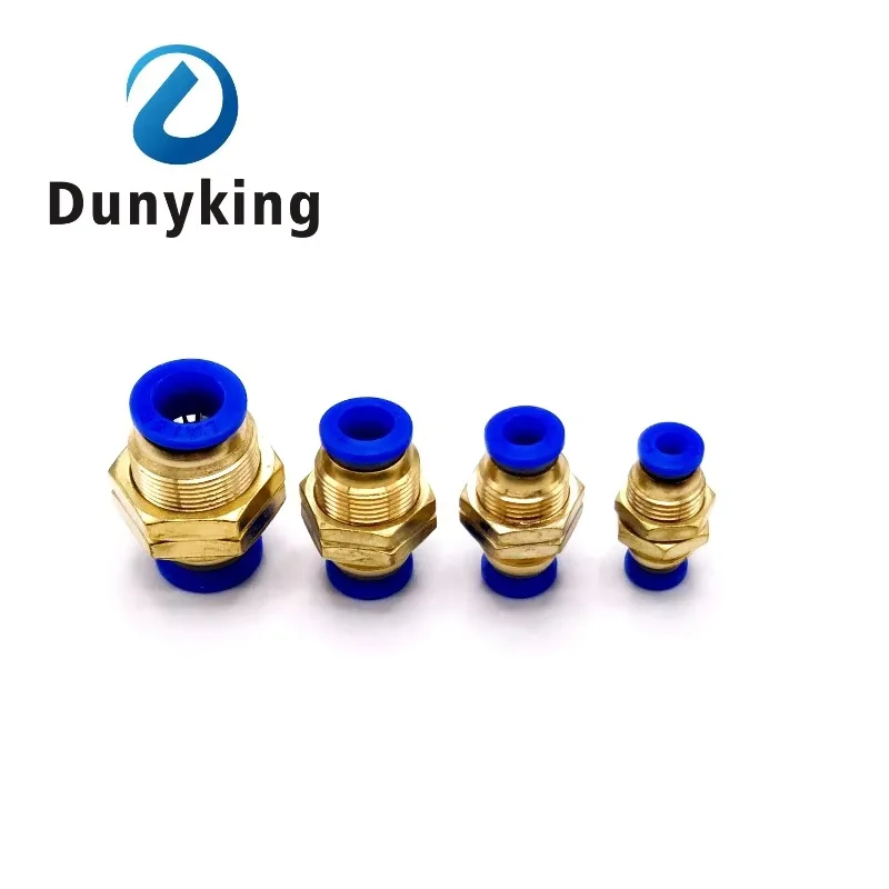Pneumatic Fittings PM Bulkhead Straight Connectors 4/6/8/10/12 mm Push in Hose Connector Air Pipe Fitting Quick Release Fitting