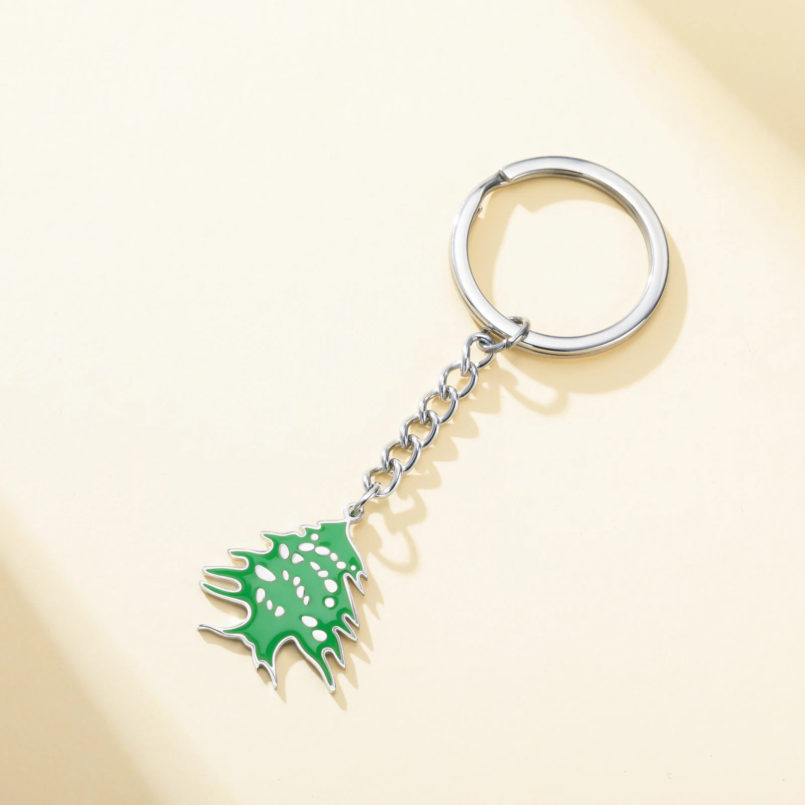 HIPEE Lebanon Cedar Keychain Stainless Steel Lebanon Symbol Keychain Jewelry Creativity Gift