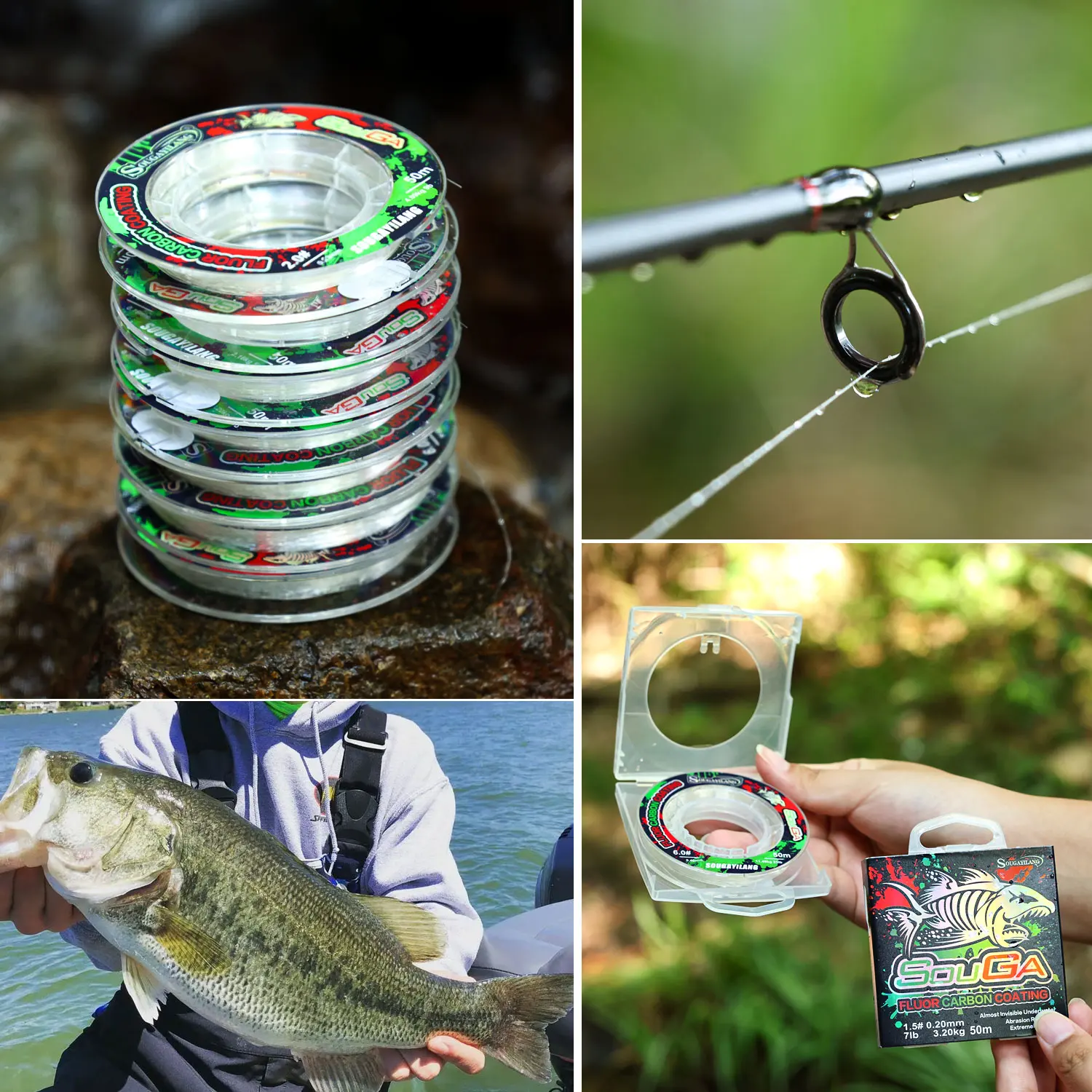 Sougayilang 50M 3-25LB Fluorkohlenstoff-Angelschnüre, geringe Duktilität, hochempfindliche Angelschnüre, Angeltest, Angelgerät, Pesca – Detail 21