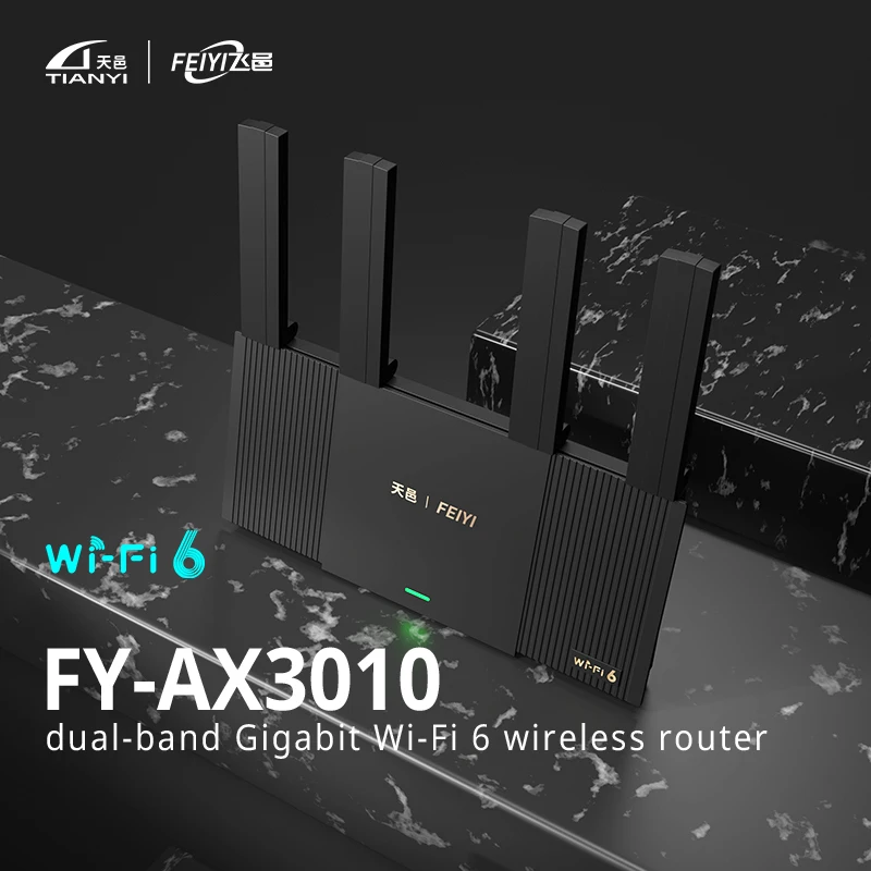 FEIYI AX3010 WiFi 6+ Wifi Router Gigabit 2.4G 5.0GHz Dual-Band 3000Mbps Repeater Amplifier Mesh WiFi with 4 High Gain Antennas