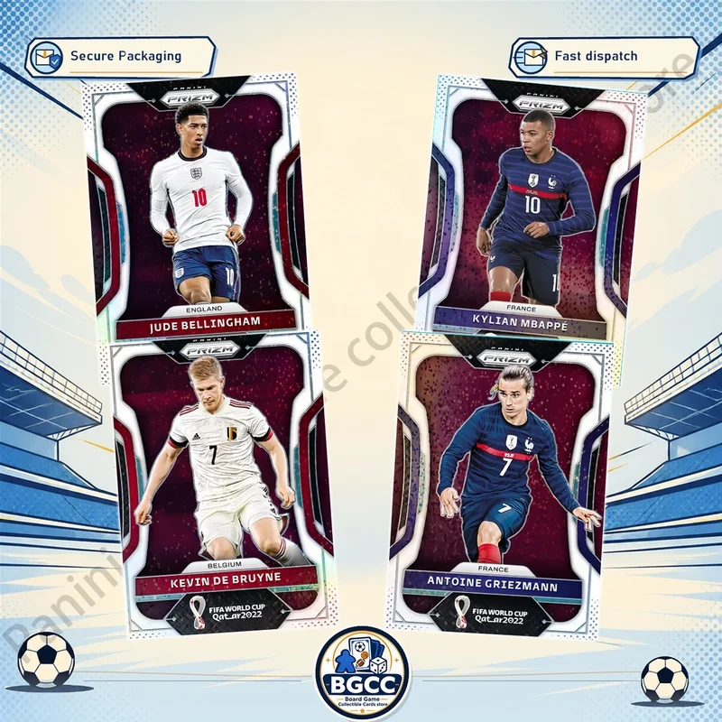 DIY Panini Homemade Football collection card FIFA World Cup Mbappe Neymar Kevin de Bruyne Ronaldo White Sparkle series