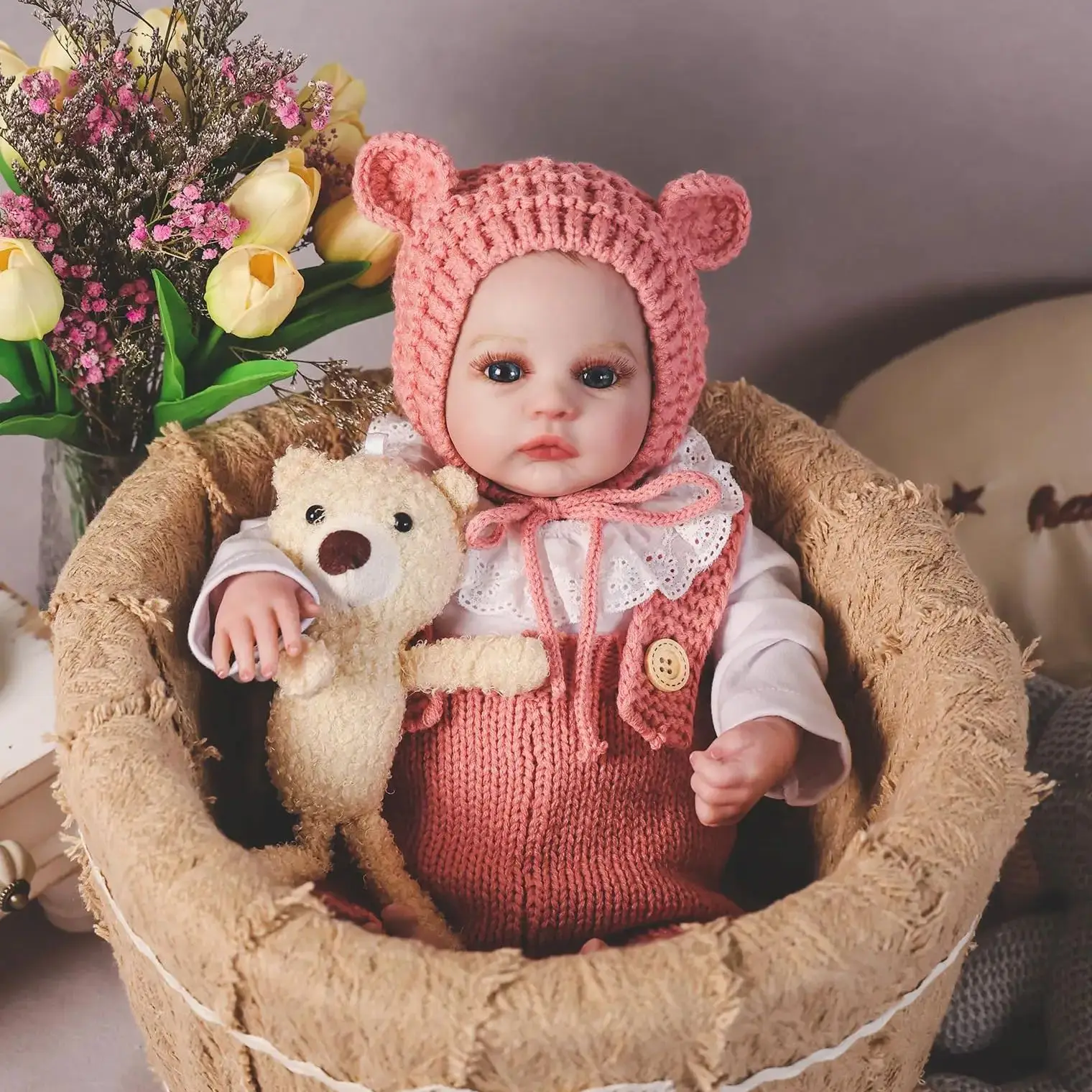 

18"/45cm Realistic Reborn Girl Baby Doll Full Body Vinyl Silicone 3D Hand Painted Newborn Gift Birthday Gift Christmas Gift