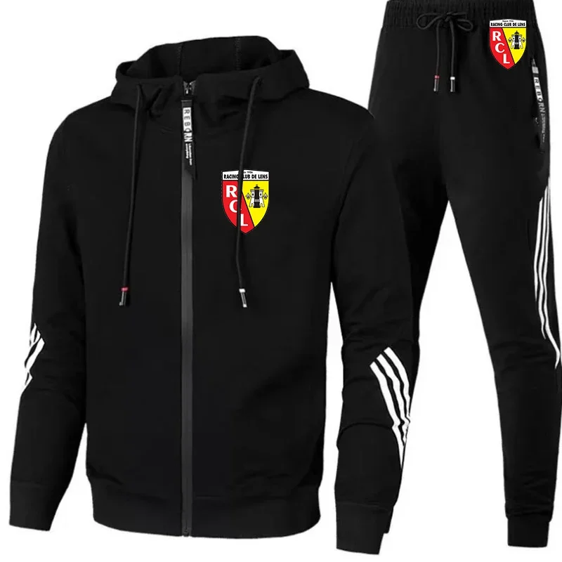 Fatos de treino impressos Euro Club Rc Lens para homens, roupas esportivas casuais, moletons e calças soltas, conjuntos Hip Hop, primavera e outono, novos, 2 peças