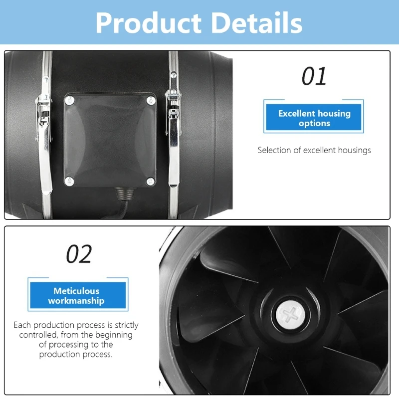 Pemasangan Mudah Kipas Pendingin Crossflow Sistem Ventilasi Rumah 6 Inci Blower Knalpot HVAC