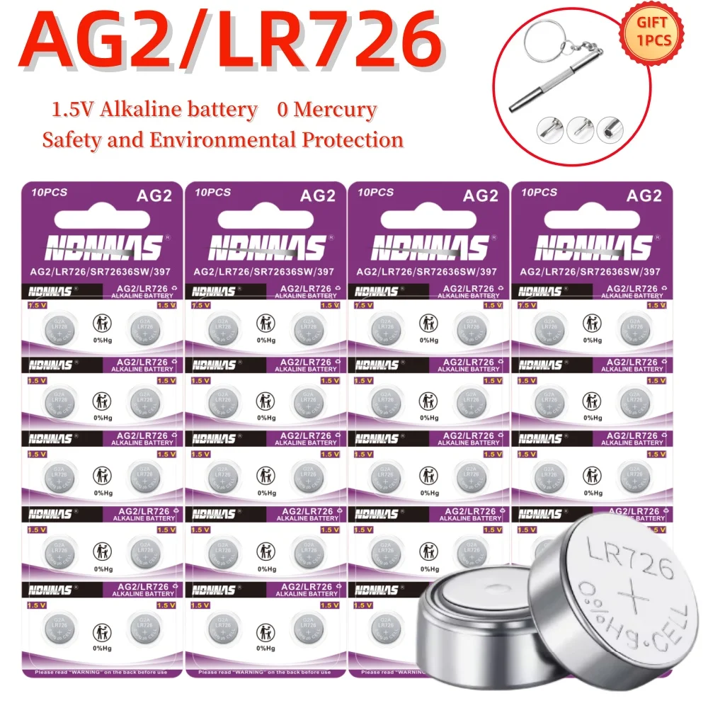 5-200PCS AG2 LR726 397 SR726SW 396A LR59 SR59 1.5V Alkaline Battery Coin Cell For Watch Calculator Toys Car Key Remote Camera